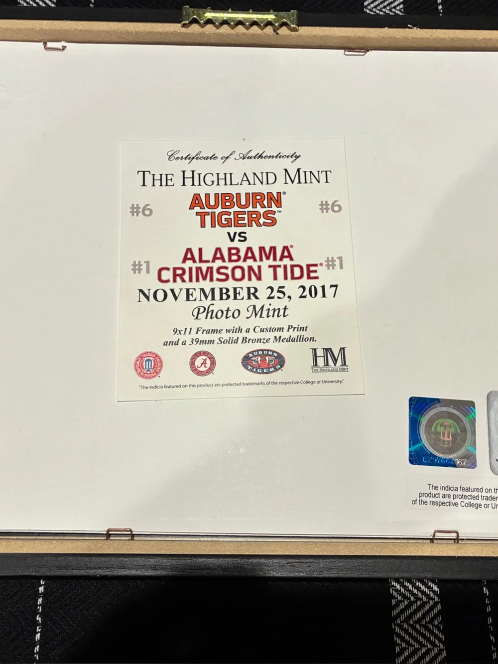 Auburn vs Alabama Framed Commemorative Print in Black